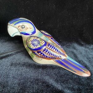 Tonala Mexico Enamel Bird Figurine Signed Neem Beautiful